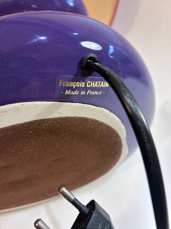 François Châtain Vintage Lamp Roze & Violet – Made In France – François CHATAIN, Tafellampen, Ceramic (photo 3 of 5)