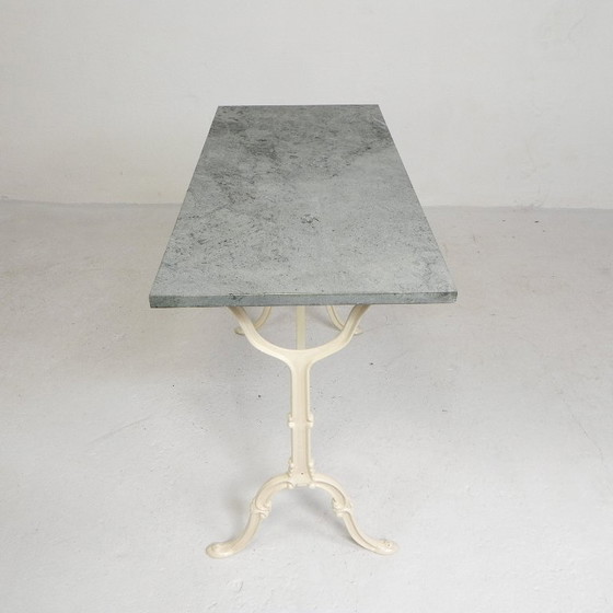 Image 1 of Gartentisch, Bistrotisch mit Marmorplatte, 1950er Jahre