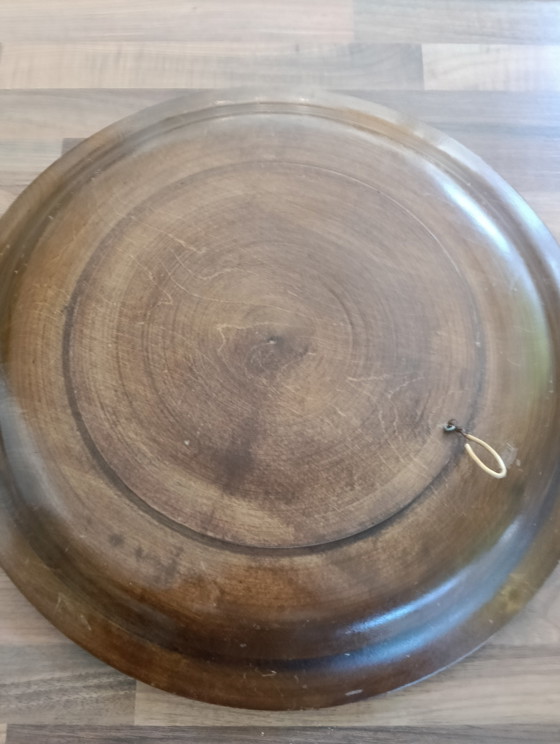 Large hand-carved wooden wall plate/dish 44 cm – Wall decoration (photo 8 of 9)