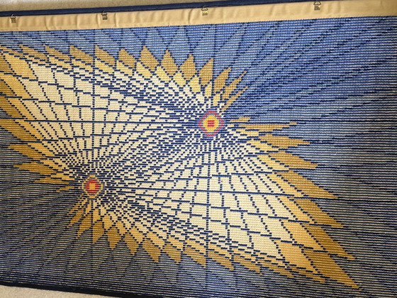 Image 1 of Vintage Scandinavisch Rya-vloerkleed, handgeweven wol, mid-century modern (180x100 cm)