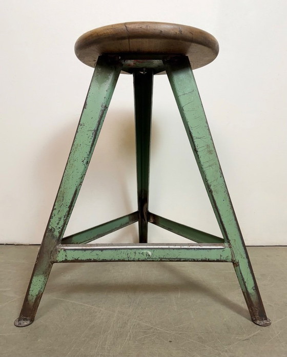 Image 1 of Sgabello da officina industriale verde, anni '60