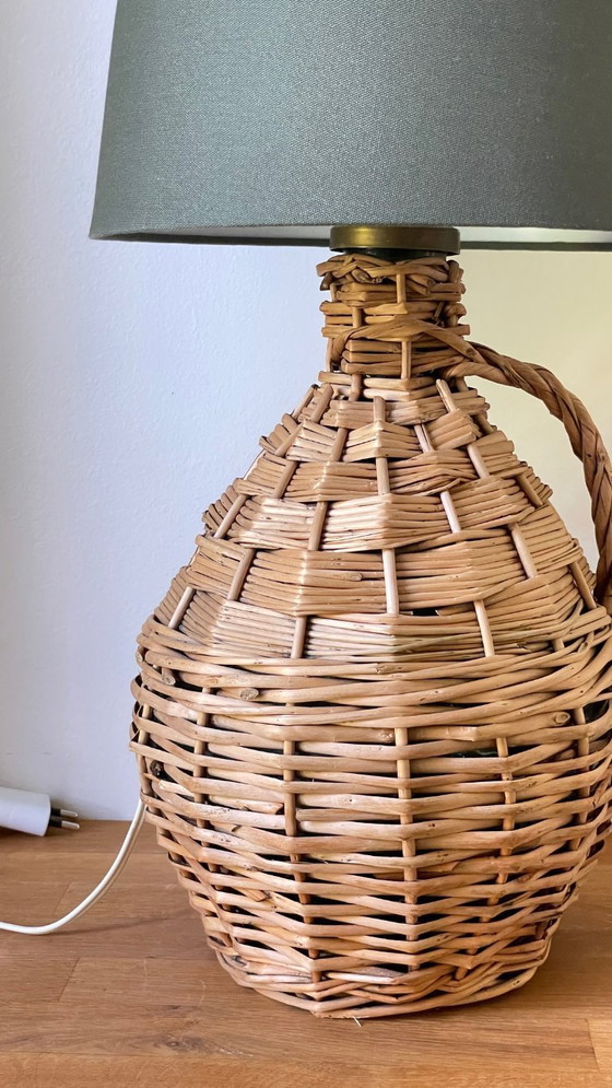 Image 1 of Dame Jeanne vintage rattan lamp