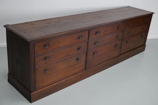 Large antique French oak apothecary/museum cabinet, ca. 1900
