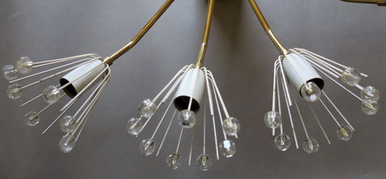 Image 1 of Elliptical Brass and Glass Chandelier by Emil Stejnar for Rupert Nikoll, 1950s