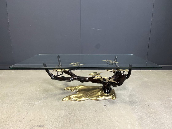 Image 1 of Tavolino da caffè vintage in ottone a forma di bonsai di Willy Daro, anni '70