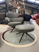 Pode BiBo Fauteuil Met Poef Neron Sesame Leer