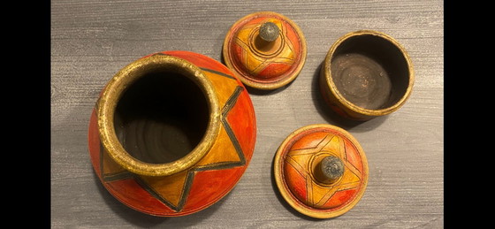 Set of Vintage Moroccan Rif Pottery – Hand-Painted Berber Terracotta (ca. 1950) – Decorative Objects, Ceramic (photo 3 of 5)