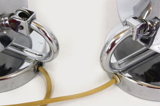 Image 1 of Bauhaus Style Chrome Bedside Table Lamps from Napako, Former Czechoslovakia, 1930s, Set of 2
