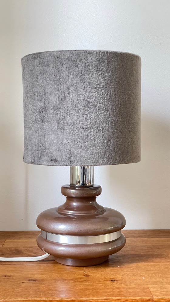 Image 1 of Lampada in ceramica con bordo in alluminio, Francia anni &#39;70