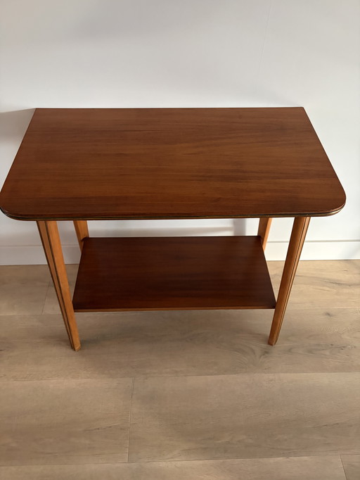 Vintage teakhouten bijzettafel, tafel de televisión 