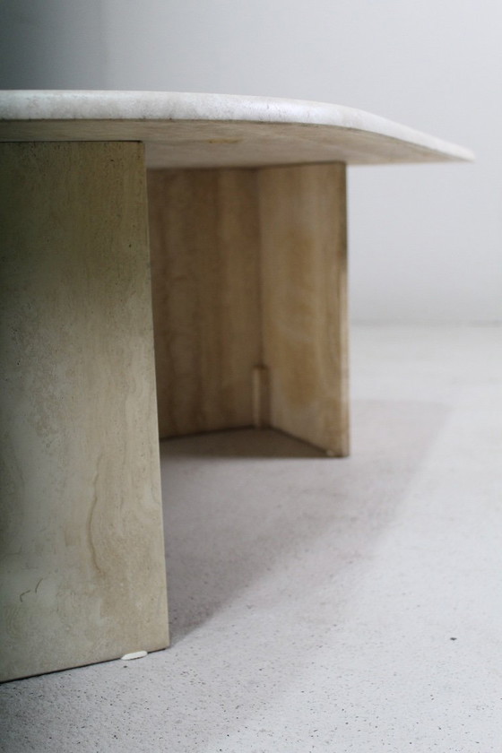 Image 1 of table basse vintage en travertin naturel