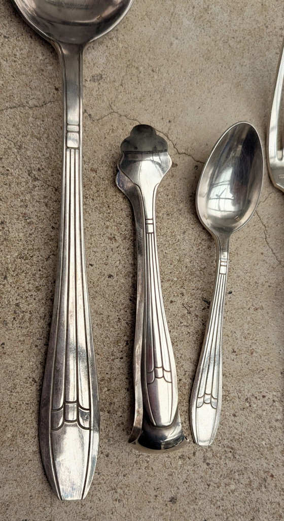 Image 1 of Verzilverde Art Deco bestekset