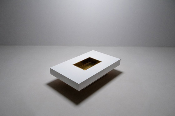 Image 1 of Couchtisch mit integrierter Messingbar von Willy Rizzo, Italien, 1970er Jahre