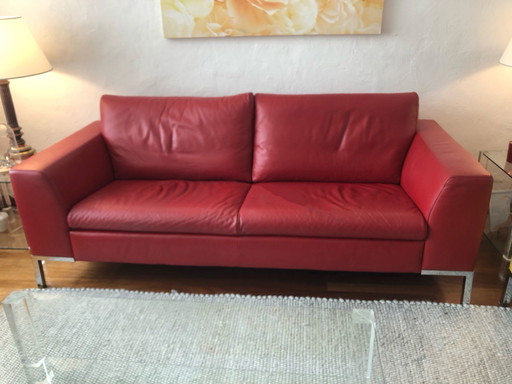 Divano in pelle rossa Montel