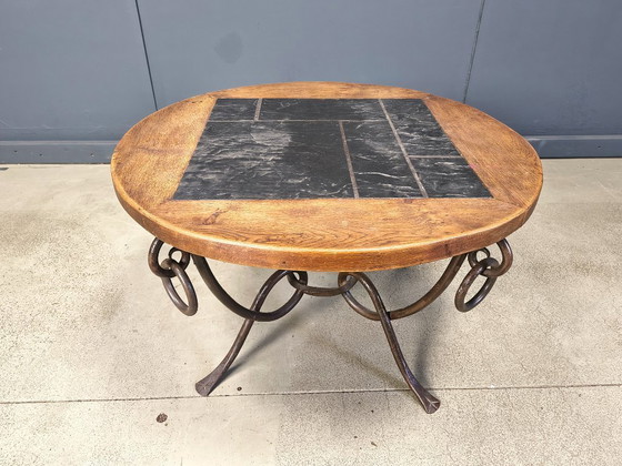 Image 1 of Smeedijzeren salontafel van René Drouet, jaren 1940.