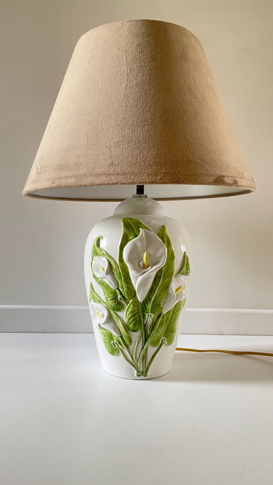 Image 1 of LAMPE Italienne Fleurs d'ARUM Vintage