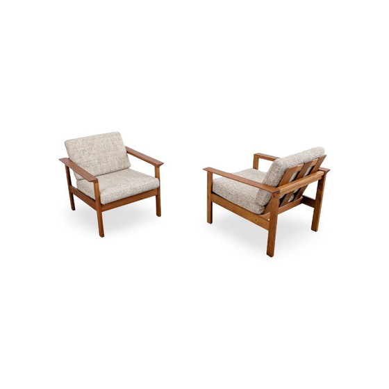 Lot de 2 Fauteuils Vintage tissu clair Vamo Møbelfabrik, Bois, Beige (photo 6 sur 9)
