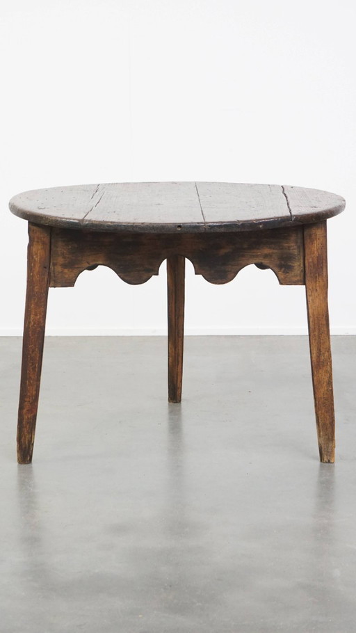Grote antieke Engelse pinewood cricket/ center table, bijzettafel uit de 19e eeuw