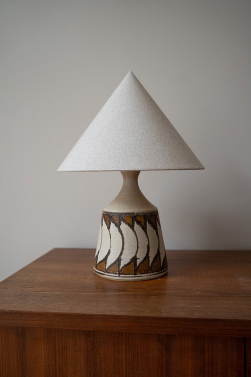 Danish ceramic table lamp beige / brown