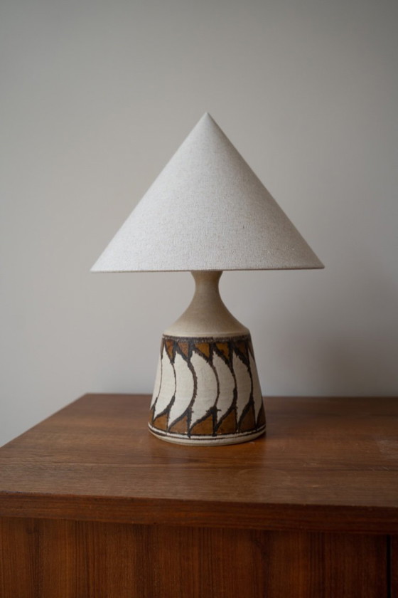 Image 1 of Danish ceramic table lamp beige / brown