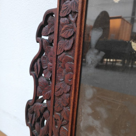 Image 1 of Paravent de cheminée ancien asiatique en bois, paravent décoratif