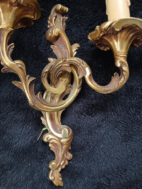 Image 1 of COPPIA DI APPLIQUE IN STILE LUIGI XV - BRONZO - 32 cm