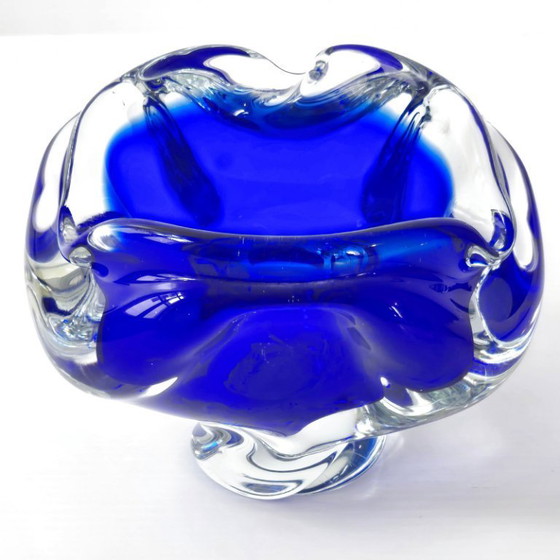 Image 1 of SUPERB VINTAGE 1960s MURANO BLUE GLASS ASHTRAY