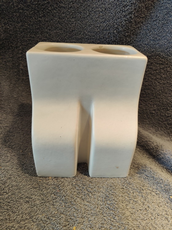 Image 1 of Vase blanc artistique « Le Pic » d'Enzo Bioli, Il Picchio