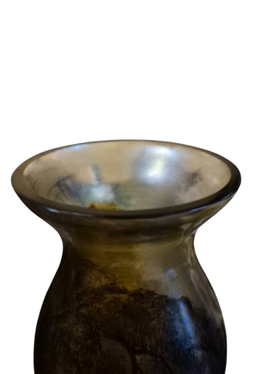 Pair of hand-painted glass Vases, Michel Nancy, Brown, Art Nouveau (photo 6 of 15)