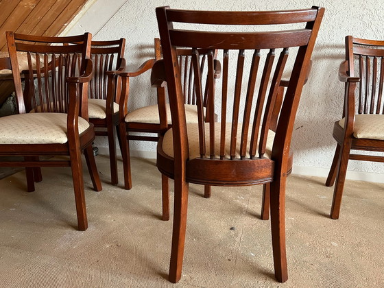 5 Bannink jugendstil eetkamer stoelen kersenhout – Eetkamerstoelen, Textiel (photo 3 of 5)