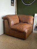 Vintage lederen hoekbankje fauteuil in de Sede-stijl