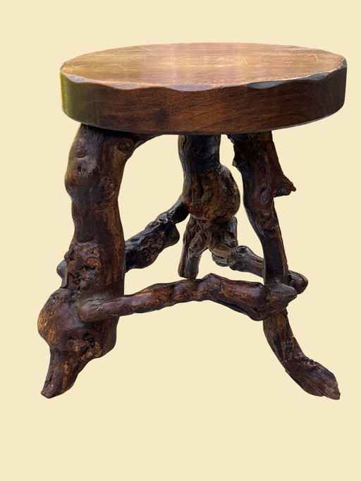 French Brutalist Grape Carrot Stool | ca. 1950