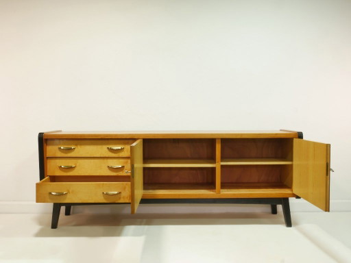 Vintage dressoir uit de jaren 60, 180 cm, midden-eeuwse stijl, laag dressoir, ladekast, Duitsland