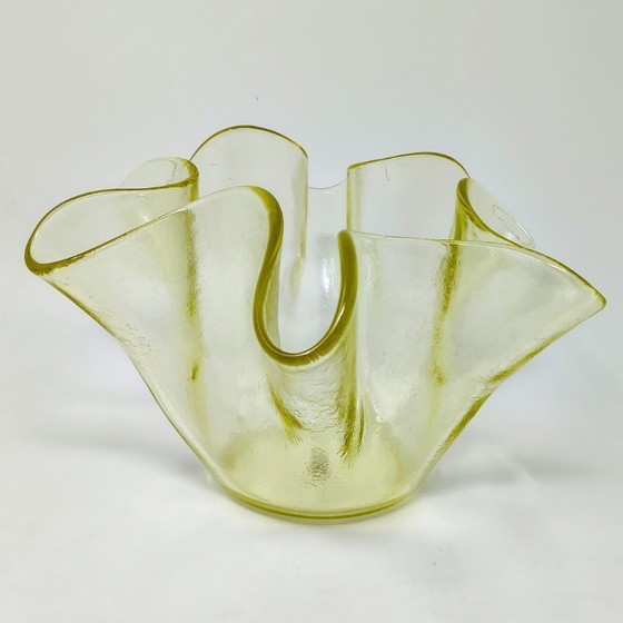 Image 1 of 1970s Italian Murano Glass Yellow "Fazzoletto" Handkerchief Vase by Dogi