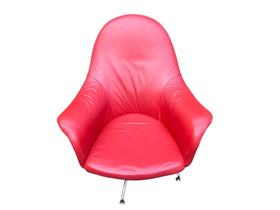 Image 1 of Sgabello vintage in rode Topform jaren 70-80 | leren draai fauteuil della metà del secolo