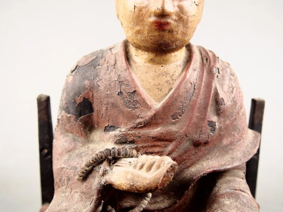 Antique Kobo Daishi Statue in Zushi Shrine – Japan Edo Period Buddha – Sculpture, Wood (photo 32 of 40)