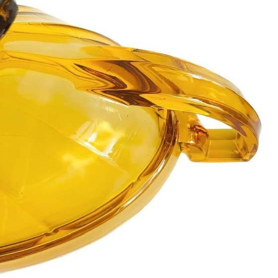 Image 1 of Antieke Art Deco Fruitschaal middenstuk Val Saint Lambert amber glas Luxval 1930's