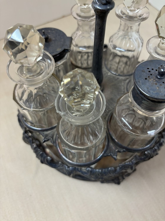 Image 1 of Vintage victoriaans verzilverd olie en azijn set