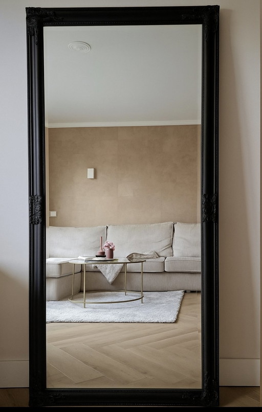 Gran espejo negro con facetas