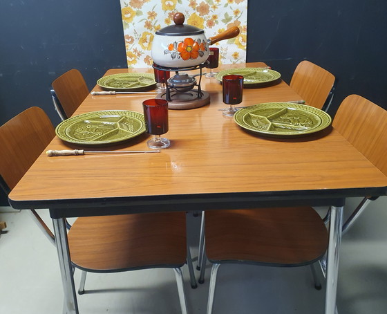 Image 1 of 1970 Vintage Formica Table With Chairs Dining Room Set