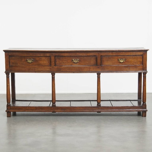 Antique English double based oak side table/ sideboard