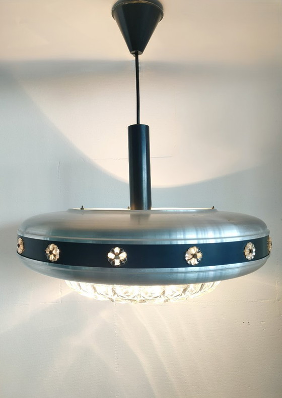 Vintage Mid-Century Space Age UFO Pendant Lamp/ Aluminum & Cut Glass (1960s/1970s) – Ceiling lights, Other (photo 27 of 27)