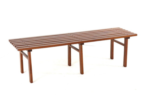 Vintage Wooden Slatted Bench 'Odijk' Midcentury – bankjes (photo 2 of 15)