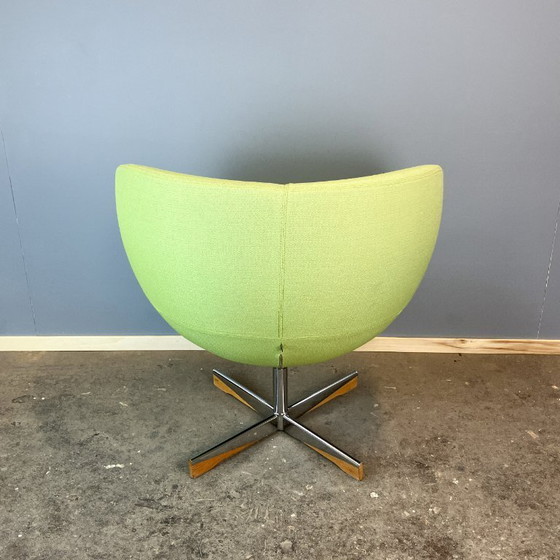 Image 1 of Midcentury lounge chair "Planet" by Stokke, chrome and lime green fabric upholstery
