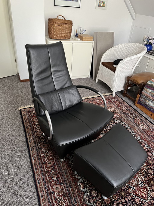 Sitting Vision Fauteuil de repos en cuir avec pouf