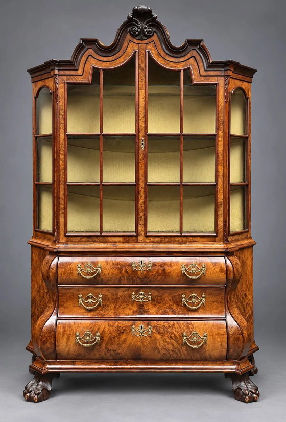 Antica vetrina olandese in stile barocco. XVIII secolo., Vetrine, Legno, Marrone, Barok (foto 8 di 8)