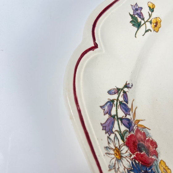 Image 1 of Large "Agreste" platter from Sarreguemines, early 20th century.