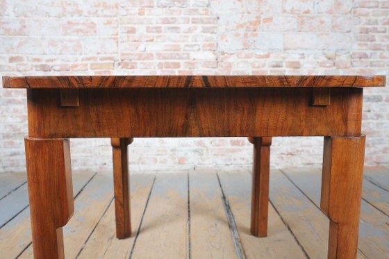 Gerestaureerde uitschuifbare eettafel in art-decostijl, beuken-, sparren- en walnotenhout, Tsjechisch, (photo 12 of 14)