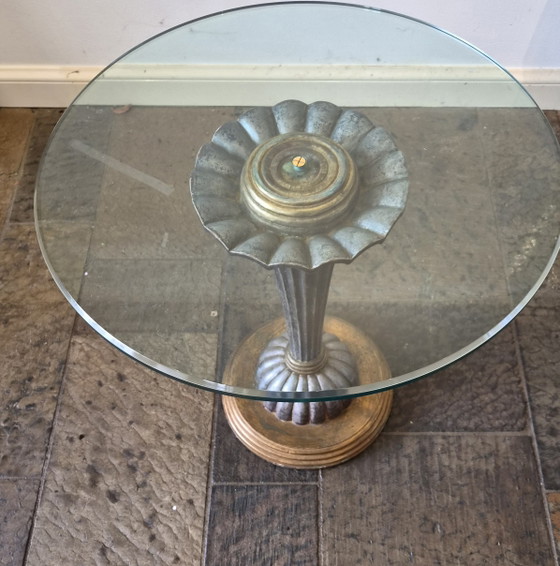 Beautiful Italian Side table – CHELINI, Wood, Glass (photo 4 of 8)