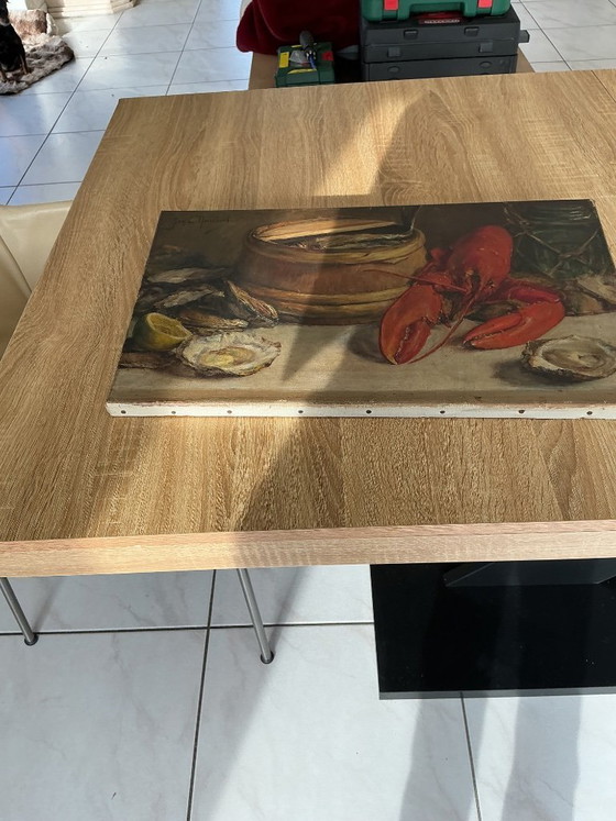 Image 1 of Bodegón, langosta y ostras. Jan Cornelius Neervoort.